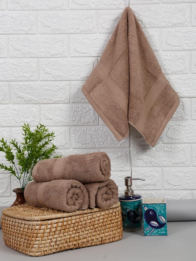 Casa Lino 4 Pack Hand Towels for Bathroom, 18"x28", 100% Cotton, Ultra Soft & Highly Absorbent, Premium Luxury Towels for Gym, Shower, Hotel, New Apartment Essentials, Brown