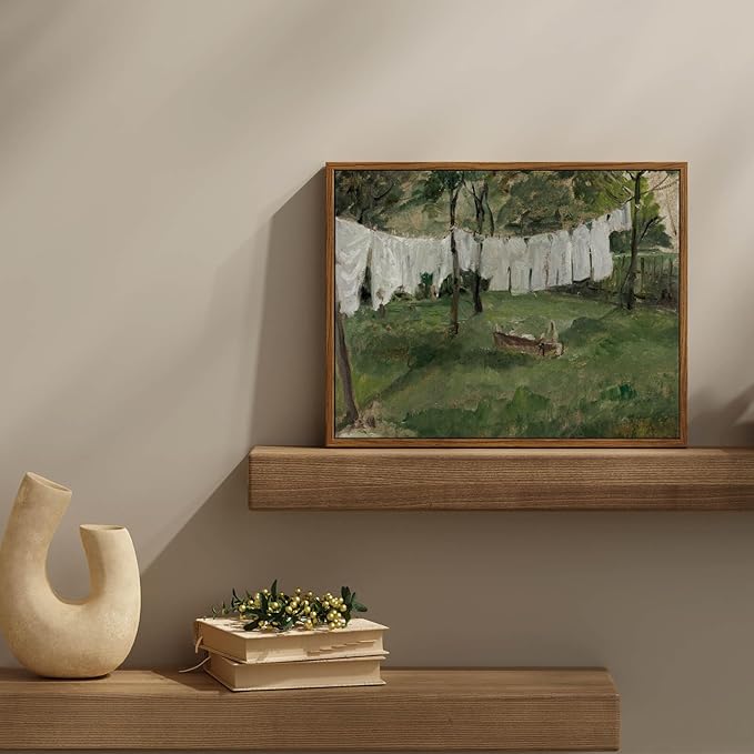 InSimSea Framed Wall Art for Living Room for Living RoomVintage Laundry Room Art Print Antique Oil Painting Country Landscape Vintage Wall Art Canvas for Bedroom OfficeGallery 11x14in