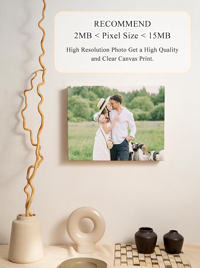 Jovivi Custom Canvas Prints with Your Pictures - Personalized Photos Print,Wall Art Poster Canvas Printing Customized Photo Gifts for Wedding Family Pets Home Office Decor Frame 20x20