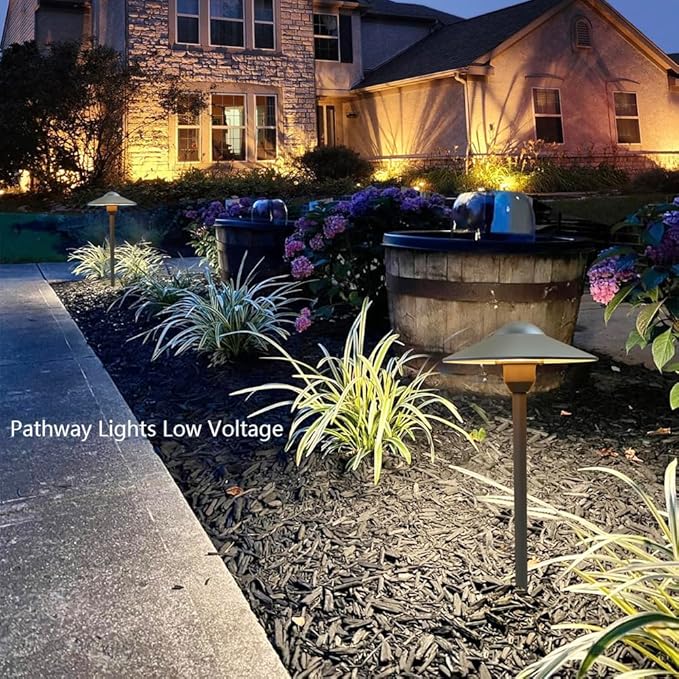 Arrownine Cast Aluminum Low Voltage Outdoor Pathway Light Walkway Landscape Path Lights Included Ground Spike,Wire Connectors Free Replaceable 3 Watts G4 LED Bulb Warm White 2-Pack Bronze Finish
