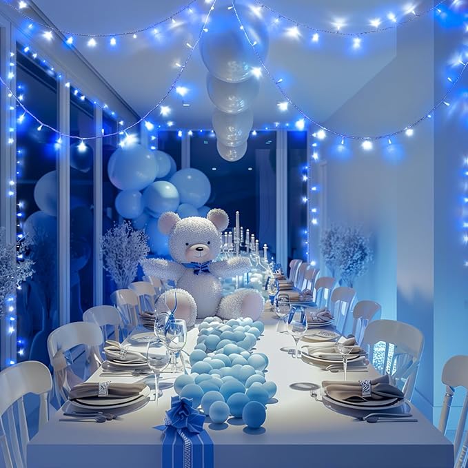 JMEXSUSS 132FT 400 LED Christmas Lights Outdoor Waterproof 8 Modes Indoor String Lights for Outside Blue and White Christmas Tree Lights Plug in for Bedroom Patio Tree Christmas Decorations