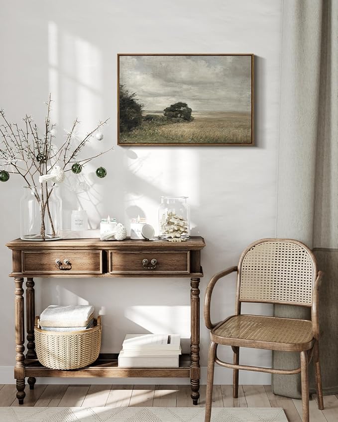 InSimSea Framed Canvas Wall Art - Vintage Decor, Large Landscape Prints, Mid Century Modern & Rustic Farmhouse Bedroom Decor, 20"x30"