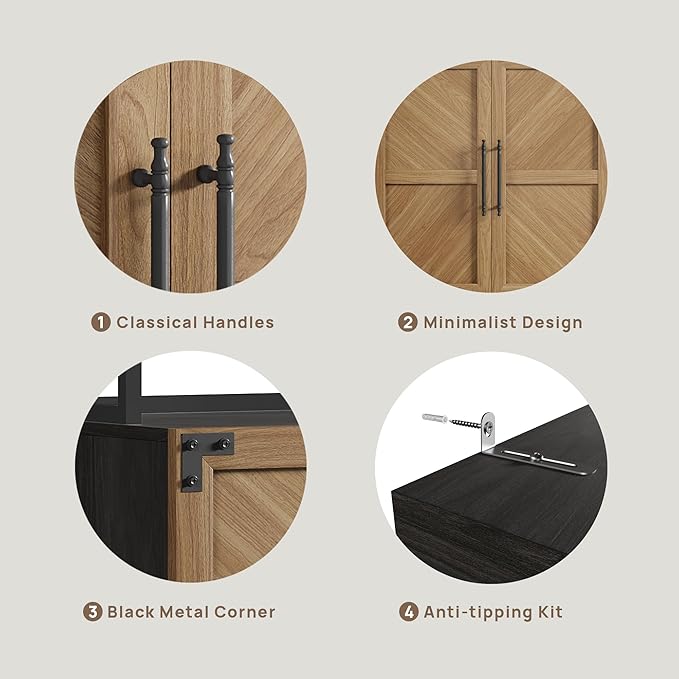 SICOTAS Book Shelf 5 Tier Bookcases - 75.3” Tall Bookshelves with Storage, Large Modern Freestanding Display Cabinet Farmhouse Book Case for Living Room, Home Office, Dining Room, Kitchen