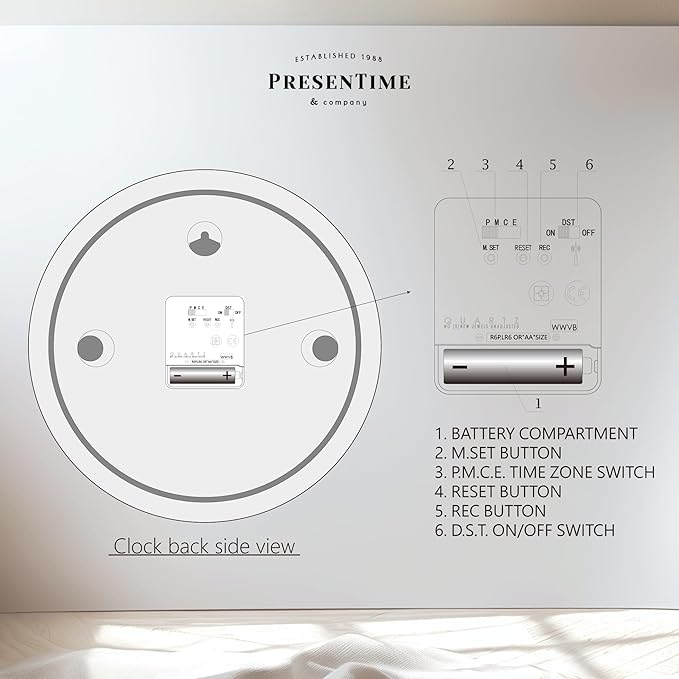 Presentime & Co 12" Atomic Wall Clock, Silent no Ticking, Automatically Sets Itself and Adjust to Daylight Saving Time by WWVB - Oil Rubbed Bronze Finish. (Home Office)