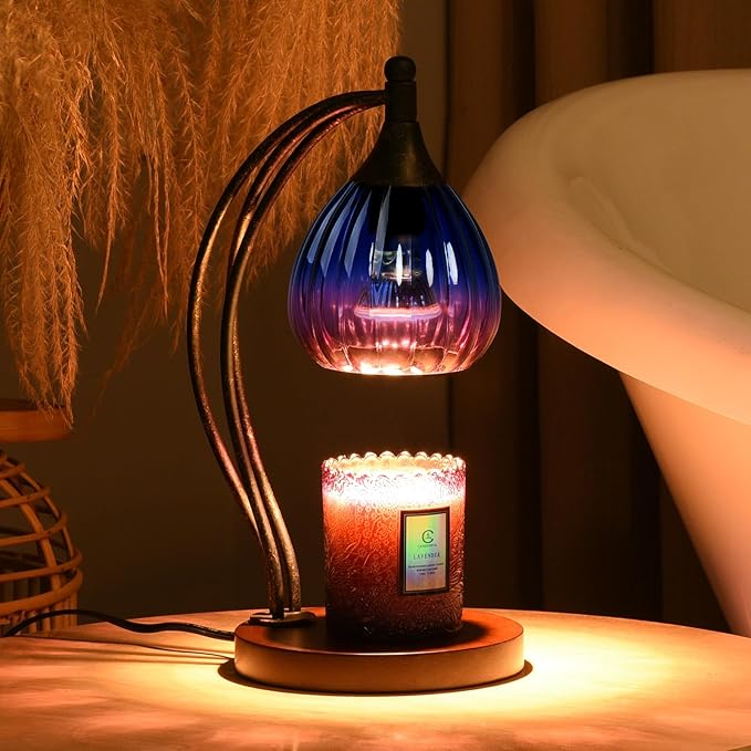 Candle Warmer Lamp with Timer Dimmer - Electric Candle Warmer Light Wax Warmer for Jar Candles - Candle Lamp Warmer Unique Gifts for Women Mom House Warming Gifts New Home Decor Blue Purple Gradient