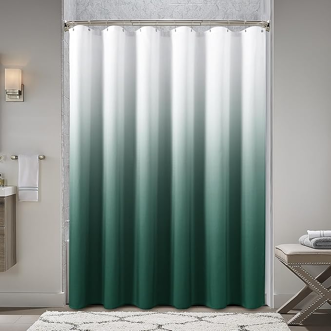 Naturoom Emerald Green Shower Curtains for Bathroom,Ombre Cloth Fabric Shower Curtain Set with 12 Hooks Emerald Green Bathroom Decor 72 x 72