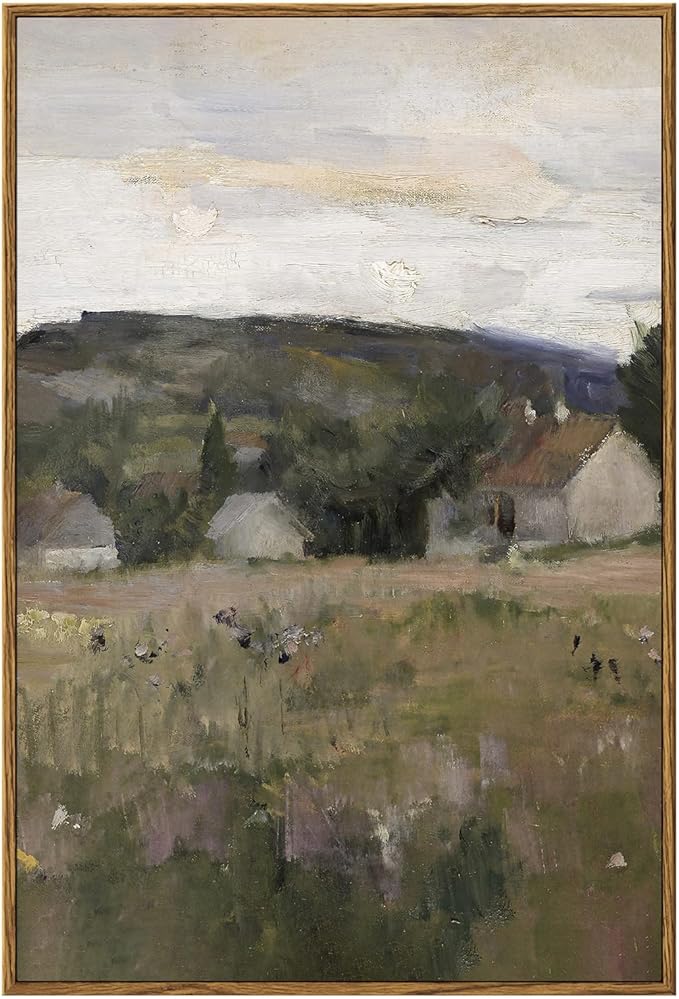 InSimSea Framed Wall Art for Living Room Vintage Landscape Wall Prints Framed Canvas Art Wall Decor Abstract Serene Countryside Scene Wall Prints Mid Century Modern Decor for Bedroom Office 16x24in