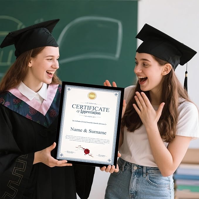 8.5x11 Picture Frame Set of 1,Black 8.5x11 Photo Frames Bulk for Document Certificate Award Diploma, Wall Hanging or Tabletop Display