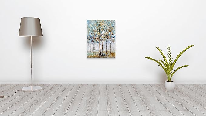 NdcSkyArt Tree Canvas Wall Art - Hand Painted Abstract Forest Painting for Modern Home Décor