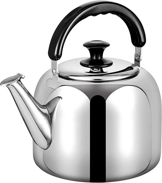 Whistling Stovetop Tea Kettle,Food Grade 316 Stainless Steel,Hot Water Fast to Boil,Stovetop Kettle with Ergonomic Handle,5.3 Quart Capacity