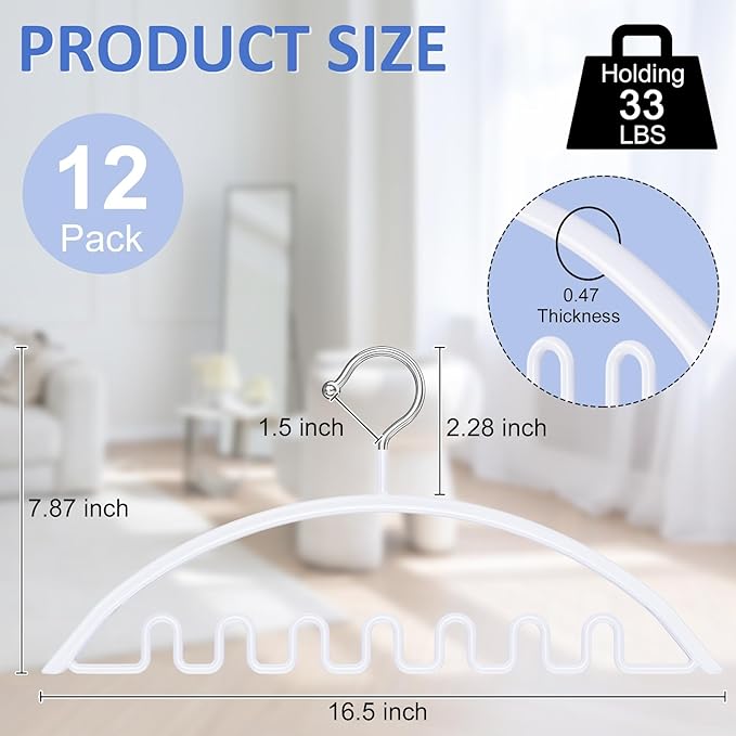 Clothes Hangers 12 Pack, Sweater Hangers No Shoulder Bump Metal Non Slip Heavy Duty Coat Hangers for Closet Organizers and Storage Space Saving Shirt Hanger for Suits Dresses Jackets Bra Shirt White