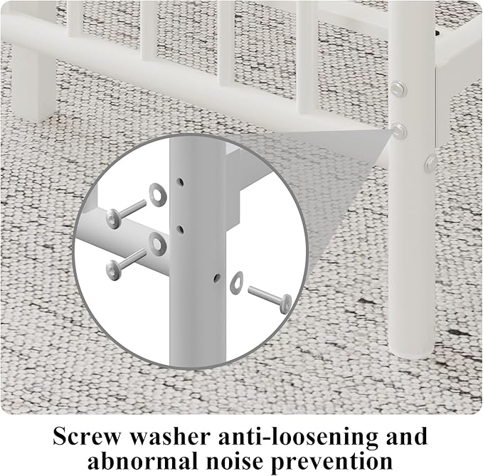 Full Metal Platform Bed Frame, Bed Frame with Victorian Headboard and Footboard, Strong Metal Slats Support, Mattress Foundation No Box Spring Needed, Easy Assembly, Noise Free, White