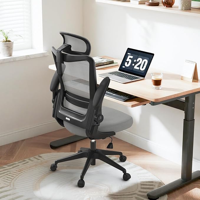 Office Chair Ergonomic Computer Desk Chair, 300 LBS Home Mesh Desk Chair with Wheels, Comfortable Work Chair for Long Hours, High Back Office Chair with Adjustable Lumbar & Headrest