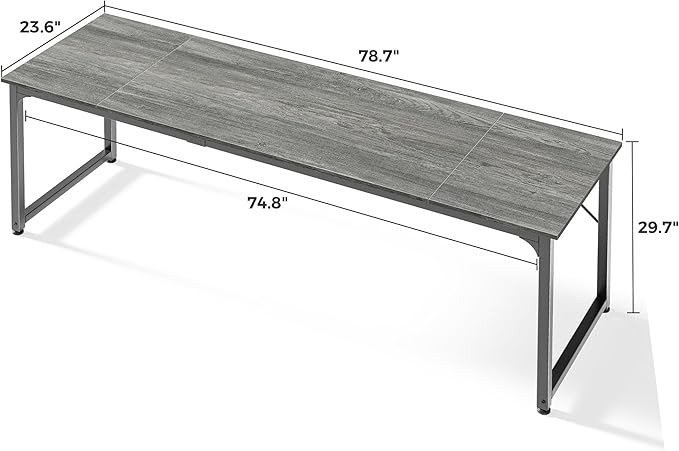 Huuger Computer Desk, 80 Inch Office Desk, Gaming Desk with Storage, Writing Desk Work Desk for Home Office, Study, Long Simple Desk, Large Legroom, Metal Frame, Grey