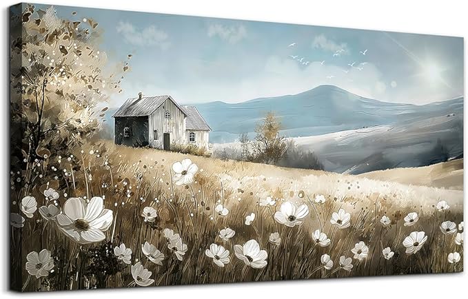 Wapluam Canvas Wall Art For Living Room Large Wall Decor For Bedroom Field Scenery Watercolour Wall Paintings Office Decorations Stretched And Framed Wall Pictures Artwork Home Decor Ready To Hang