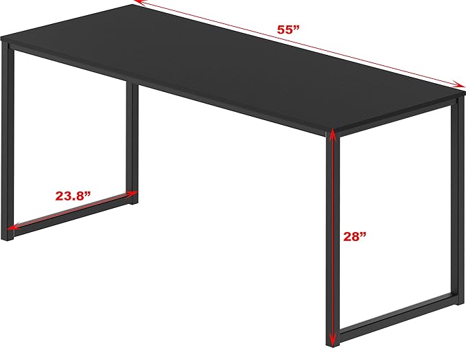 SHW Mission 55-Inch Home Office Computer Desk, Black