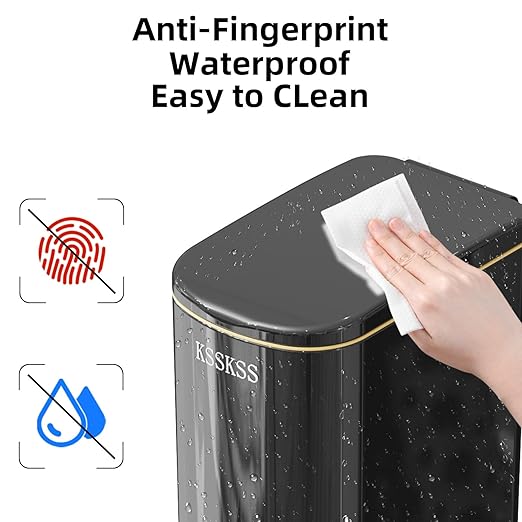 2.6 Gallon Slim Bathroom Trash Can with Soft-Close Foot Pedal, 10L Stainless Steel Garbage Can with Removable Liner Bucket, for Narrow Spaces,Bathroom, Bedroom (Titanium Black)