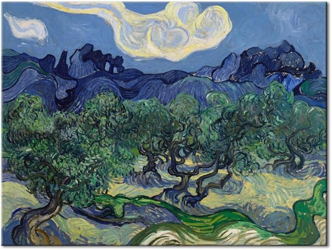 Wieco Art Olive Trees by Van Gogh Classic Abstract Oil Paintings Large Canvas Prints Wall Art Reproduction Artwork Wrapped Landscape Pictures for Living Room Bedroom Home Office Decor