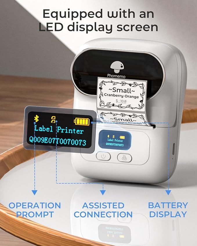 Phomemo Label Maker Machine- M110 Upgraded Bluetooth Label Printer for Barcode, Clothing, Jewelry, Retail, Mailing, Business, Compatible with Android & iOS, with 3 Label, White