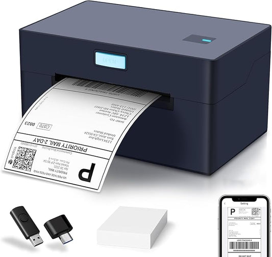 Bluetooth Shipping Thermal Label Printer, Portable 4×6 Label Makers for Small Business,Compatible with Android、iPhone、Windows＆Mac,Widely Used for Home＆Small Businesses and Office