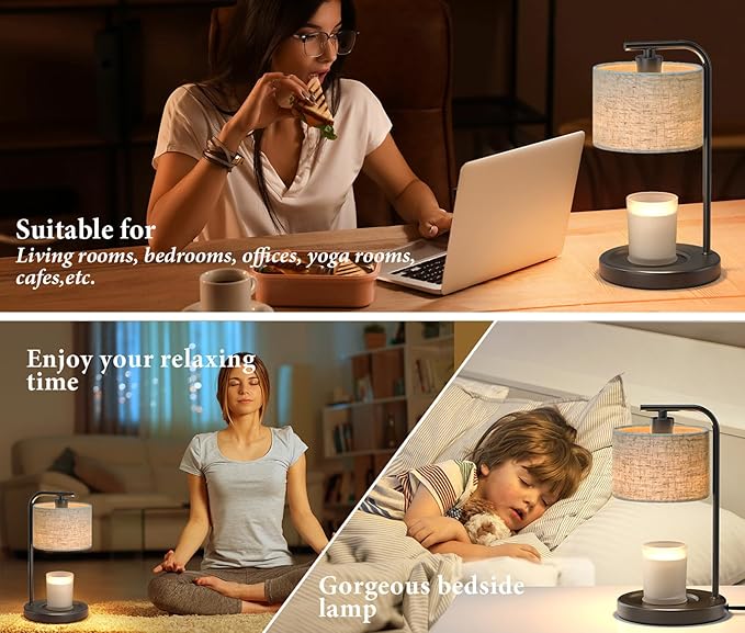 Black Candle Warmer Lamp with Timer Dimmer, Electric Candle Warmer Wax Heater, Birthday Gifts for Women Her Mom, House Warming Gifts New Home