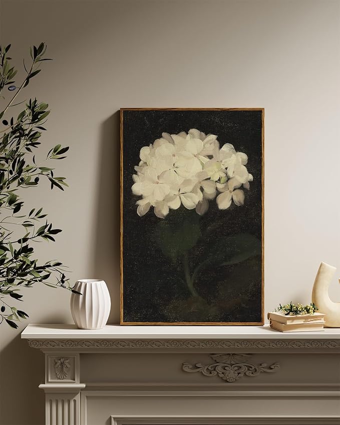 InSimSea Framed Wall Art - Large Canvas Prints for Living Room, Bedroom, Bathroom, Kitchen & Office Decor - White Hydrangea Oil Painting - 16x24in