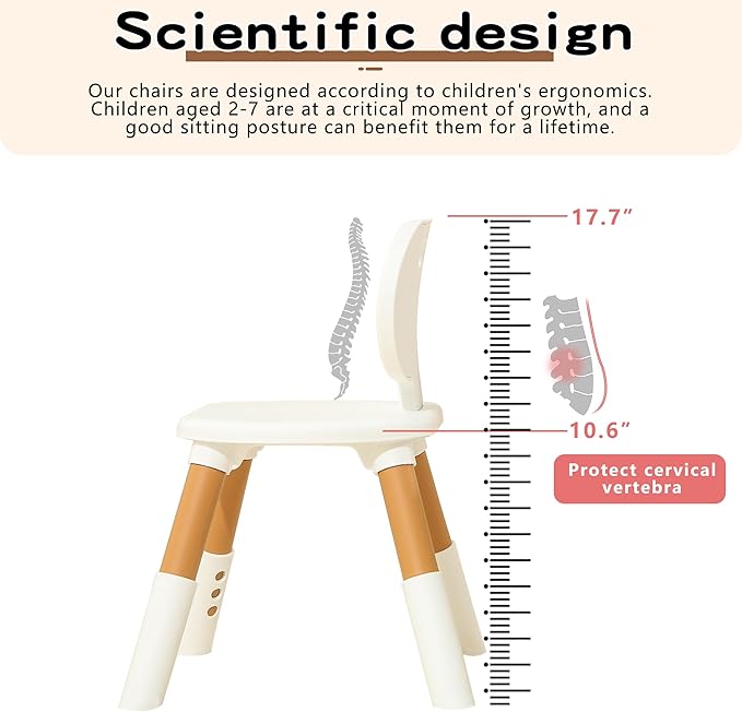 3 Level Height Adjustable Kids Chairs Plastic Preschool Chair Durable and Lightweight Child Chair with a Maximum Load Capacity of 130 pounds Suitable for Day Care, Classroom, and Home (3-Pack Beige)