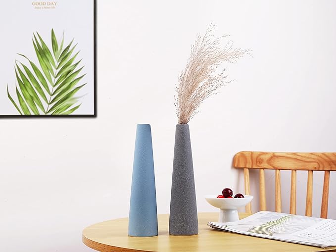 Ceramic Vase, Modern Home Decor Ceramic Vase, Frosted Porcelain Vase, Grey Minimalist Vase,Living Room Decoration，Ideal Shelf, Best Decoration. (Grey)