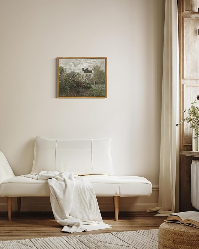 InSimSea Framed Canvas Wall Art Vintage Decor, Country Art, Garden Full of Flowers Oil Painting Wall Prints by Claude Monet, Cottage Decor, Farmhouse Office Dining Room Decor, 9"x11"