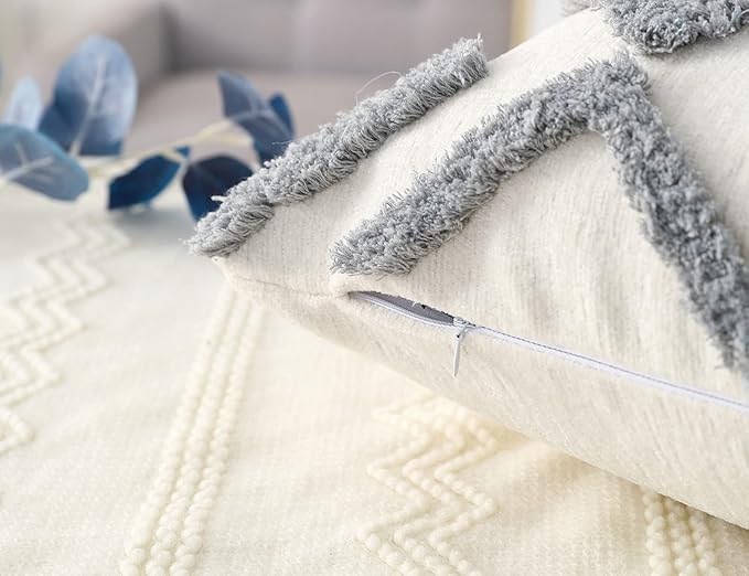 Diamond Pattern Extra Long Pillow Covers 14 x 36,Plush Chenille Decorative Long Lumbar Pillow Covers Pillow Case Cushion Case for Sofa Couch Bed Livingroom Farmhouse,Modern Boho,Grey