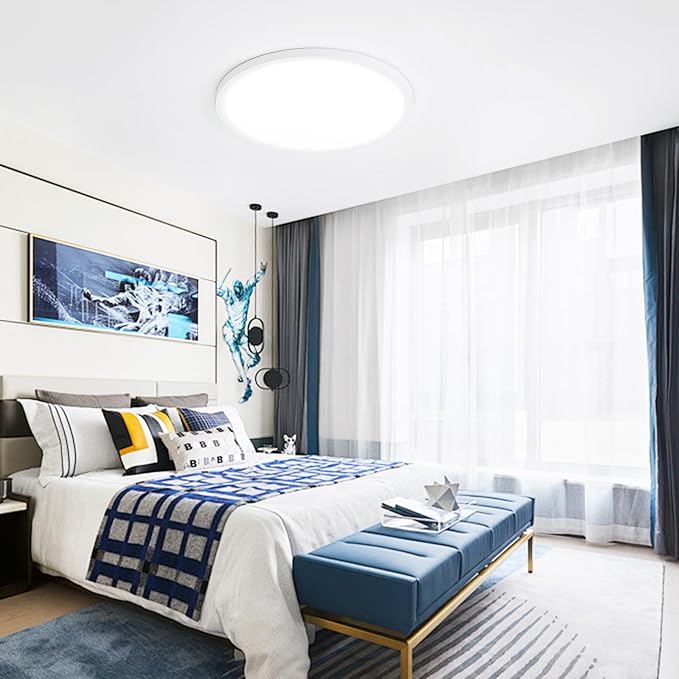 12Inch LED Ceiling Lights Flush Mount, Dimmable 3000K 4500K 6000K CCT, Low Profile Surface Mount Light Fixtures, 24W Thin Flat LED Panel Lights for Bedroom Bathroom Kitchen