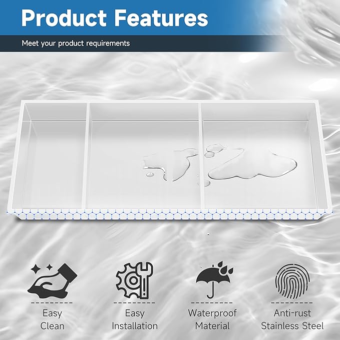 30" X 12" Stainless Steel Shower Niche Insert Tile Ready, Niche for Shower Wall, 3-Tier Recessed Shelves No Tile Needed for Bathroom Storage, White