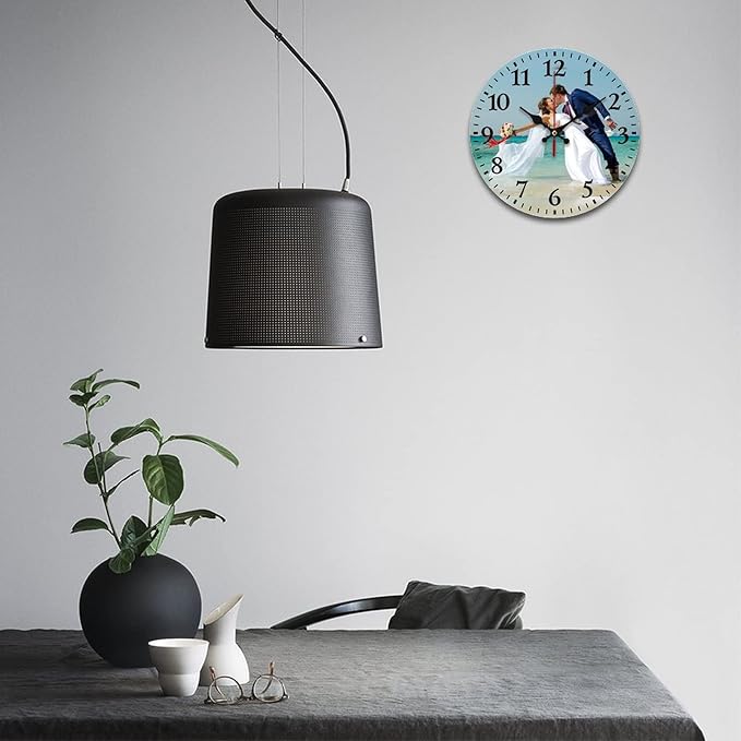 Custom Wall Clock, Personalized Analog Clock with Photo/Image Text, Non-Ticking Silent Clock, 23.62 inch
