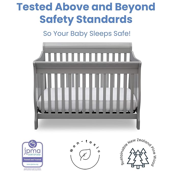 Delta Children Canton 4-in-1 Convertible Crib - Easy to Assemble, Grey