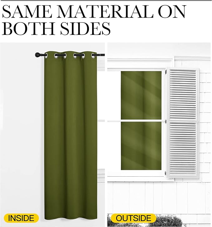 NICETOWN Olive Green Blackout Curtains 40 inches Length for Kitchen, 2 Panels, 29" Wide, Thermal Insulated Decoration Drapes for Small Window