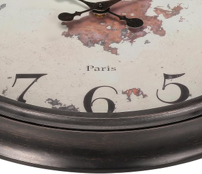 20 Inch Vintage Wall Clock, Farmhouse Wood Silent Non-Ticking, Battery Operated Retro Round Decorative Clock for Kitchen, Living Room, Bedroom,Office,Beige Brown