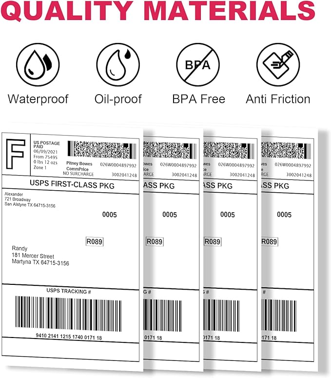2640 Labels/12 Rolls Postage Shipping Labels 4"x6" Compatible with Dymo 4XL 1744907, 1755120, Direct Thermal Labels White Perforated Shipping Label, BPA Free