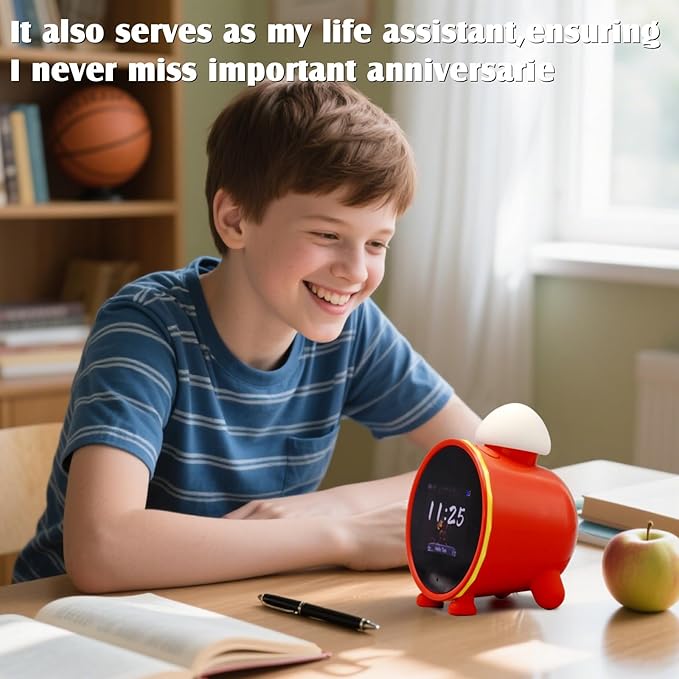 AI Clock Smart Clock with ChatGPT, WiFi Connect Voice Assistant Sound Clock Alarm with 2.8-Inch to Wake Alarm Clock for Toddlers and Kids