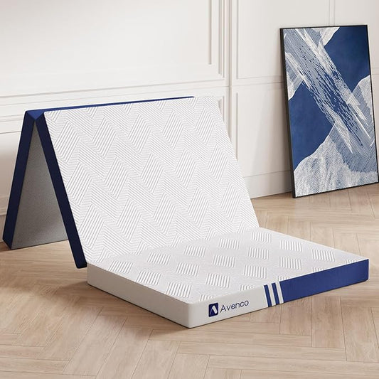 Avenco Folding Mattress Twin, Trifold Mattress 4 Inch Memory Foam for Guest Room/Caravan/Camping/Travel Mattress, Tri Folding Mattress Portable with Removable Cover & Non-Slip Bottom, 75" Lx39 Wx4 H