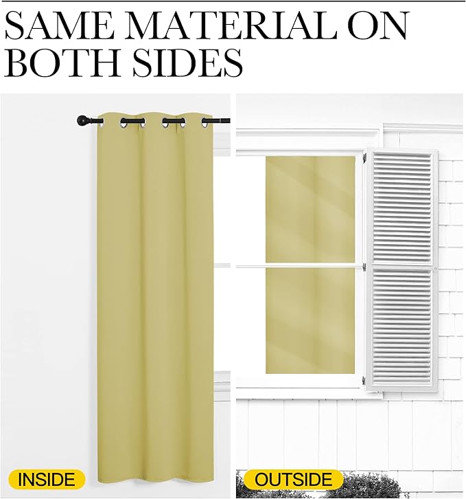 NICETOWN Patio Glass Door Blackout Curtains for Bedrooms & Living Room, Privacy Panel Drapes for Dining & Guest Rooms (Paler Yellow, 42" W x 95" L, 1 Pair)