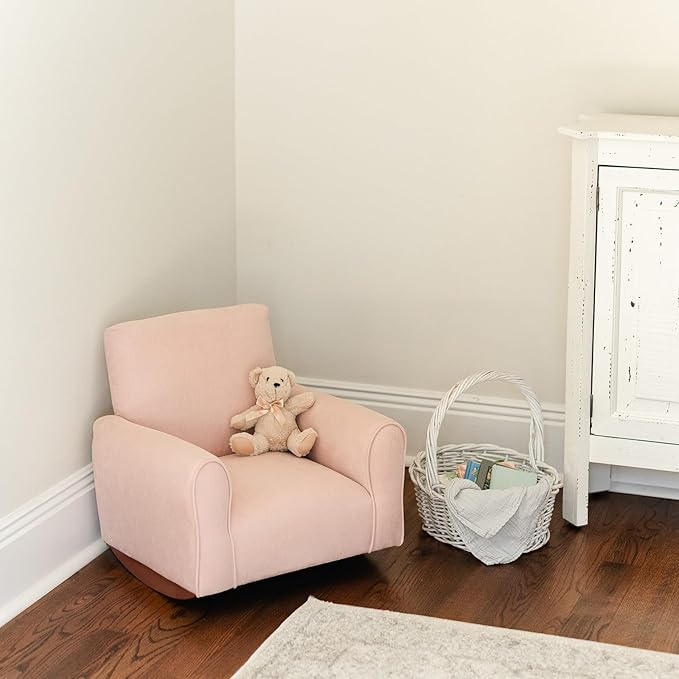 Kid Rocking Chair for Toddlers, Child Chair for Little Kids, Upholstered Toddler Armchair for Children, Comfy and Cute Little Kid Chairs (Rockers, Blush)