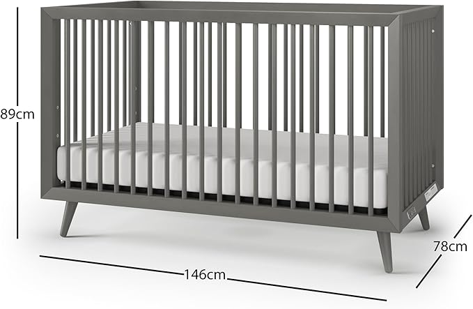 Child Craft Cranbrook 4-in-1 Convertible Crib, Baby Crib Converts to Day Bed, Toddler Bed and Full Size Bed, 3 Adjustable Mattress Positions, Non-Toxic, Baby Safe Finish (Lunar Gray)