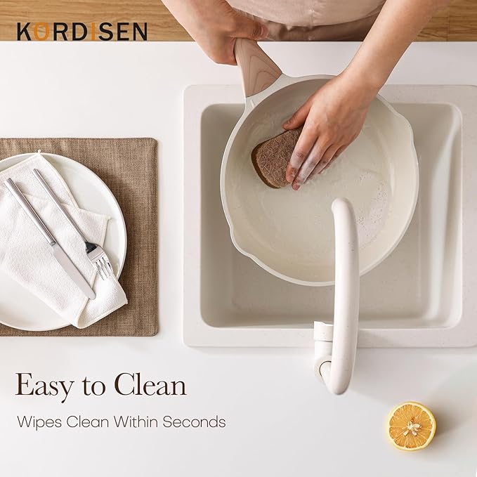 Nonstick Ceramic Frying Pan, 11 Inch Ceramic Skillet, Healthy Non Toxic Cooking Pan, Stay-Cool Handle, Induction Compatible, PFOA & PFAS Free, White