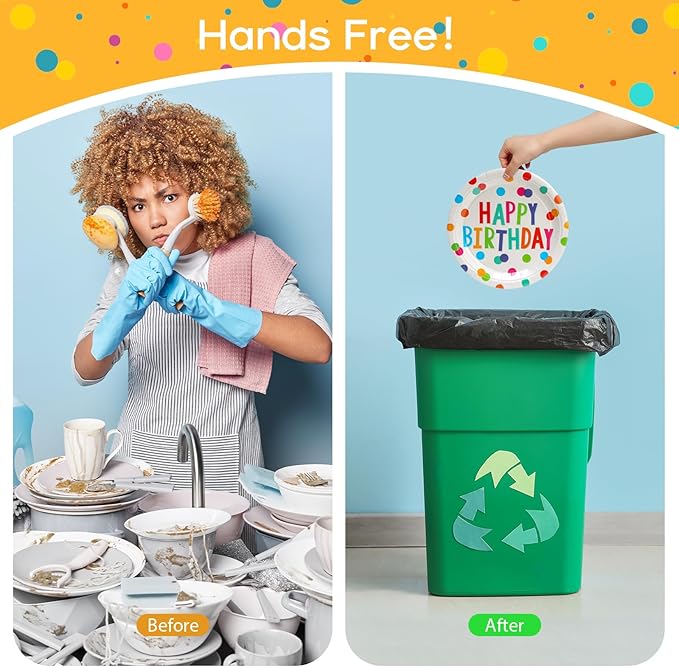 100pcs Birthday Party Plates Disposable Tableware Set Colorful Polka Dots Paper Plates for 25 Guests Party Supplies Baby Shower(Include 7" & 9" Plates, Cups and Napkins)