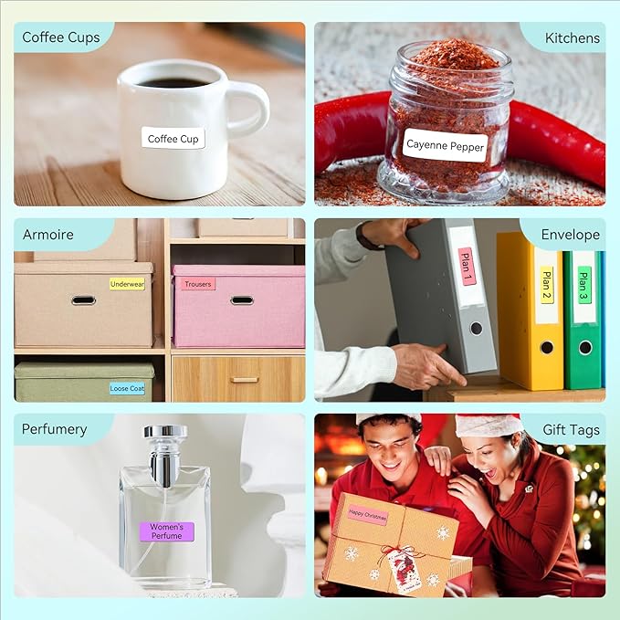 Label Maker Tape Refill 12mm 0.47, Standard Laminated Thermal Label Tape Replacement, 0.47"×1.57"(12×40mm) 1650 Labels/10Rolls/Pack, High Definition Labeling Tape for Home Office School Hotel