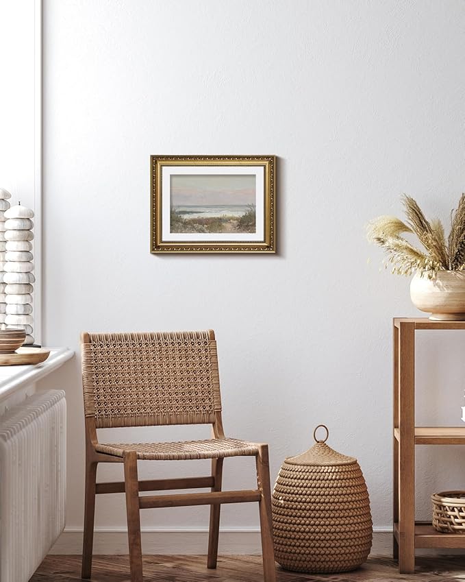 VIYYIEA Gold Framed Wall Art Canvas Print Home Decor Classical Coastal Scenery Bathroom Pictures Wall Decorations Farmhouse Wall art Room Decor Kitchen Office Bathroom Art Prints Wall Decor 11x14in