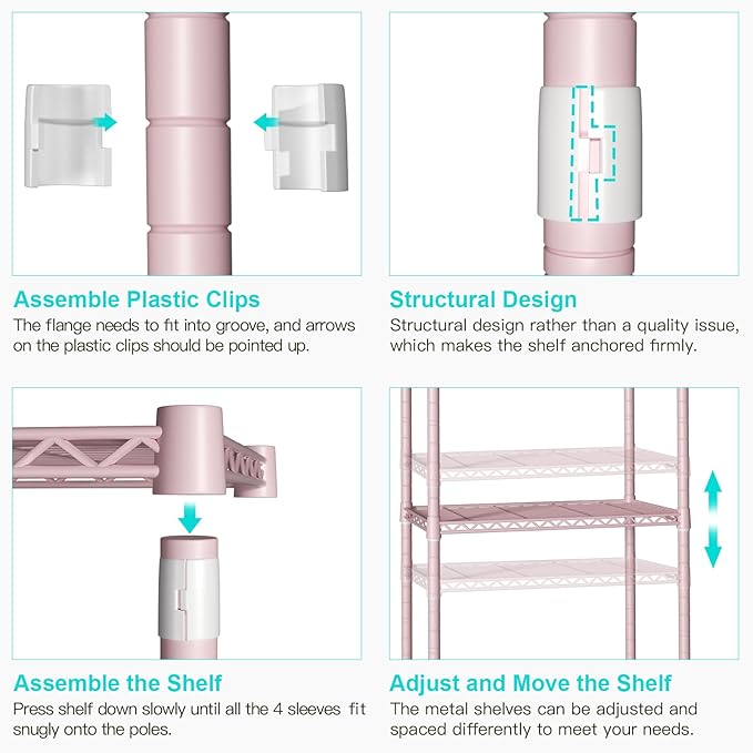 Ulif F1 Clothes Rack for Kids, Baby, Students, and Children's Room, 4 Tiers Portable Metal Closet Clothing Rack, Small Garment Rack with 2 Hanging Rod, 31.2" W x 11.8" D x 48" H, Pink