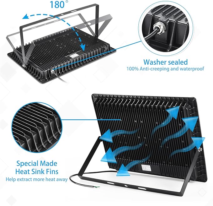 400W LED Stadium Flood Lights Outdoor(2350W Equivalent),50000LM Super Bright LED Arena Lights 100-277V IP66 Waterproof 5000K Daylight White Commercial Lighting for Sports Fields and Counts