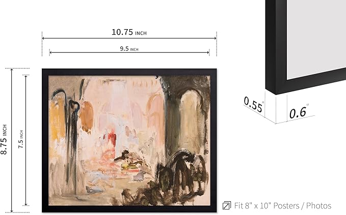 Poster Master Vintage Abstract Retro City Landscape Painting Print - Moody Modern Farmhouse Aesthetic Art - Great Living Room or Office Decor, 8x10 Black Framed