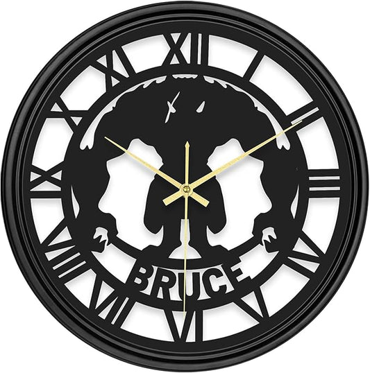 Personalized Name LED Wall Clock, Custom Monsters Record Hanging Clock with 7 Color Changing, Iron Art Clock, Monster Gift for Man Boy Kids